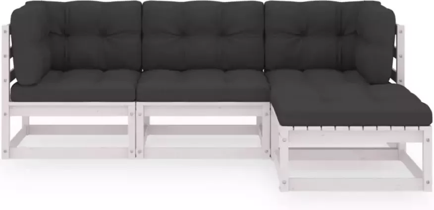 VIDAXL 4-delige Loungeset met kussens massief grenenhout