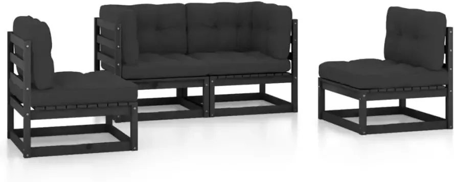 VidaXL 4-delige Loungeset met kussens massief grenenhout - Foto 2