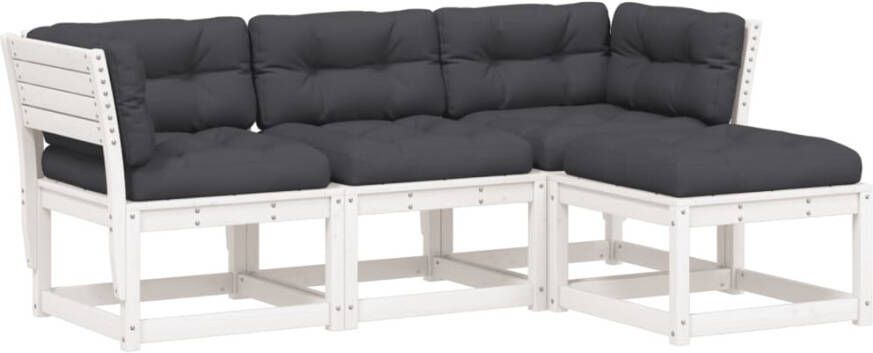 VIDAXL 4-delige Loungeset met kussens massief grenenhout - Foto 3