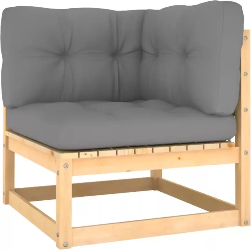 VIDAXL 4-delige Loungeset met kussens massief grenenhout