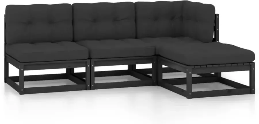 VIDAXL 4-delige Loungeset met kussens massief grenenhout - Foto 3