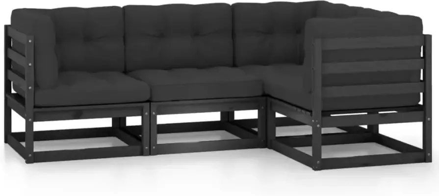 VidaXL 4-delige Loungeset met kussens massief grenenhout - Foto 3