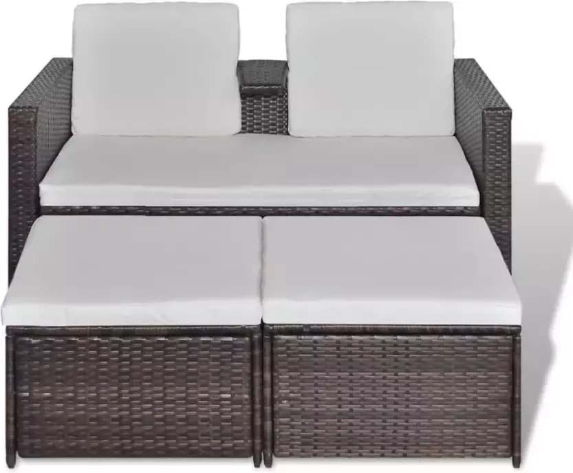 VidaXL 4-delige Loungeset met kussens poly rattan bruin
