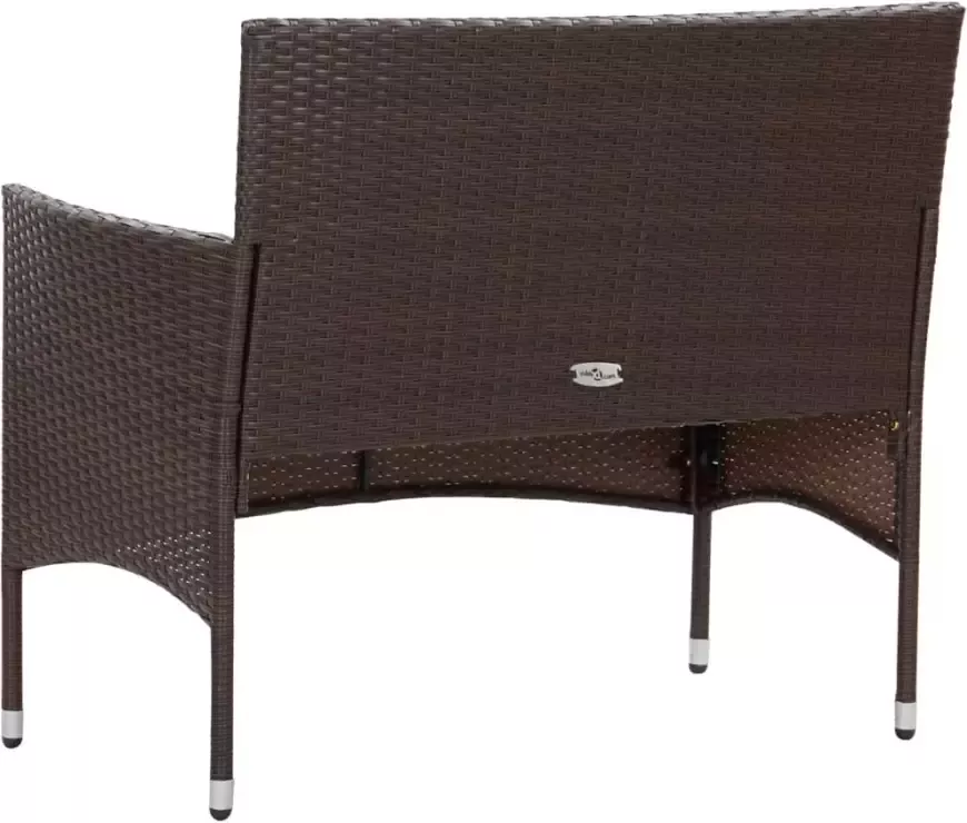 VIDAXL 4-delige Loungeset met kussens poly rattan bruin - Foto 3