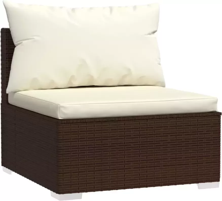 VIDAXL 4-delige Loungeset met kussens poly rattan bruin