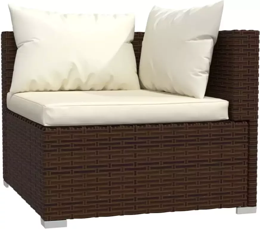 VIDAXL 4-delige Loungeset met kussens poly rattan bruin - Foto 2