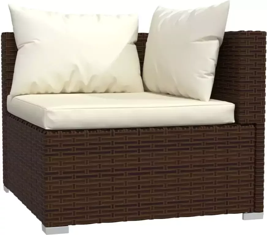 VidaXL 4-delige Loungeset met kussens poly rattan bruin - Foto 2