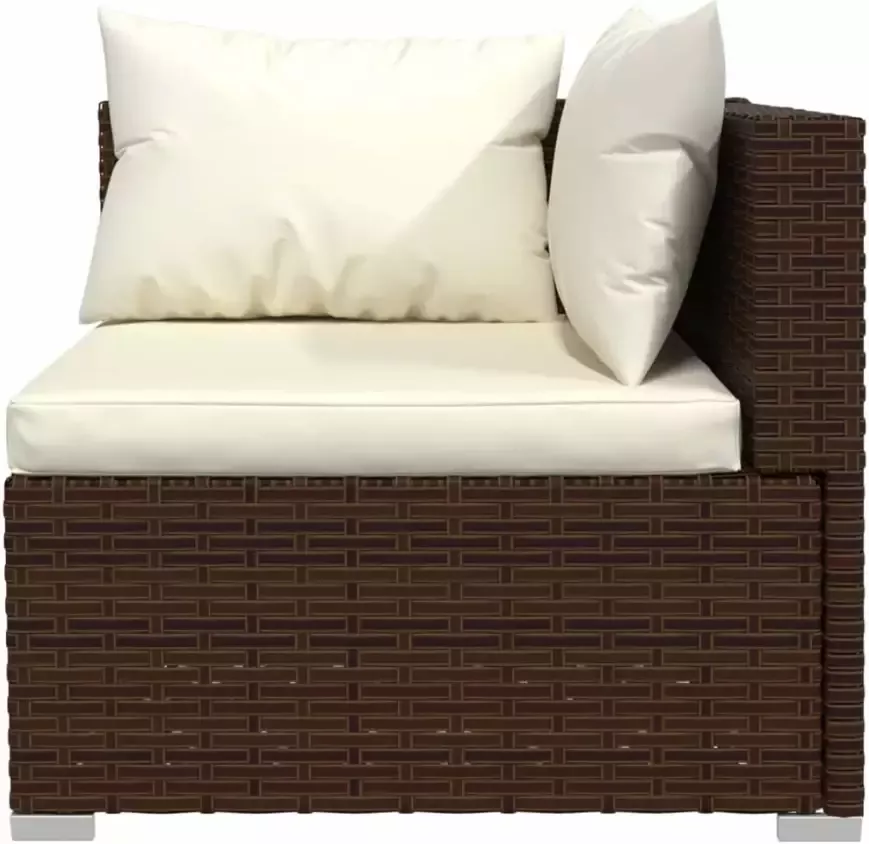 VidaXL 4-delige Loungeset met kussens poly rattan bruin