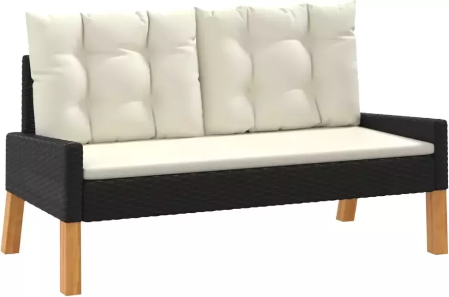 VIDAXL 4-delige Loungeset met kussens poly rattan en massief hout