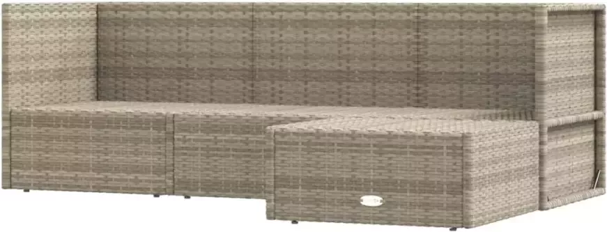 VIDAXL 4-delige Loungeset met kussens poly rattan grijs - Foto 3