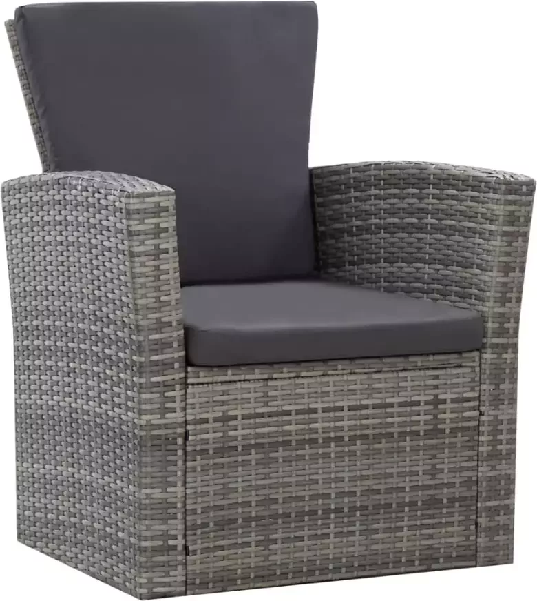 VidaXL 4-delige Loungeset met kussens poly rattan grijs