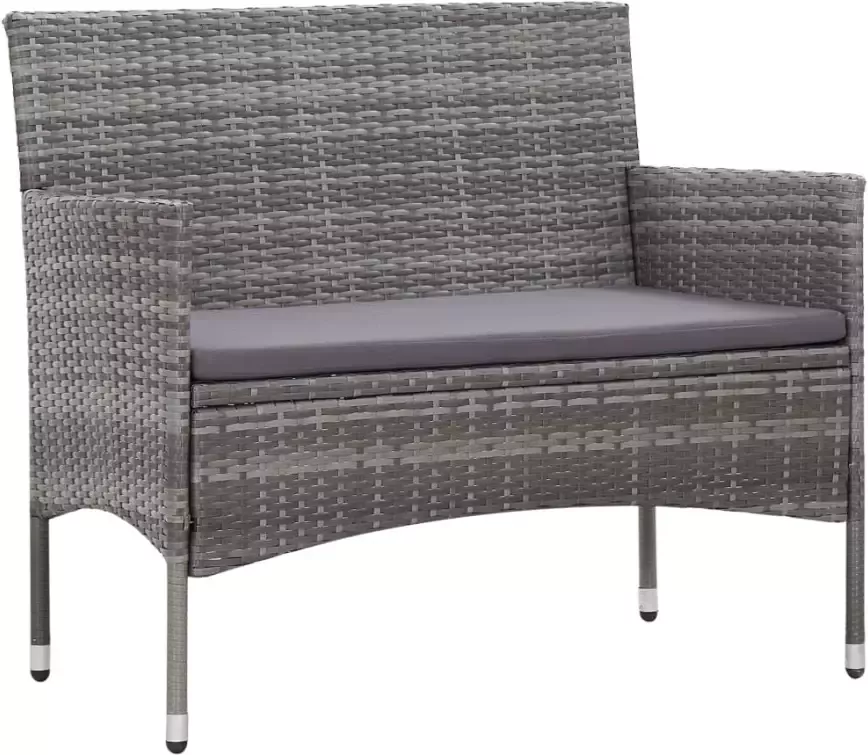 VidaXL 4-delige Loungeset met kussens poly rattan grijs - Foto 2