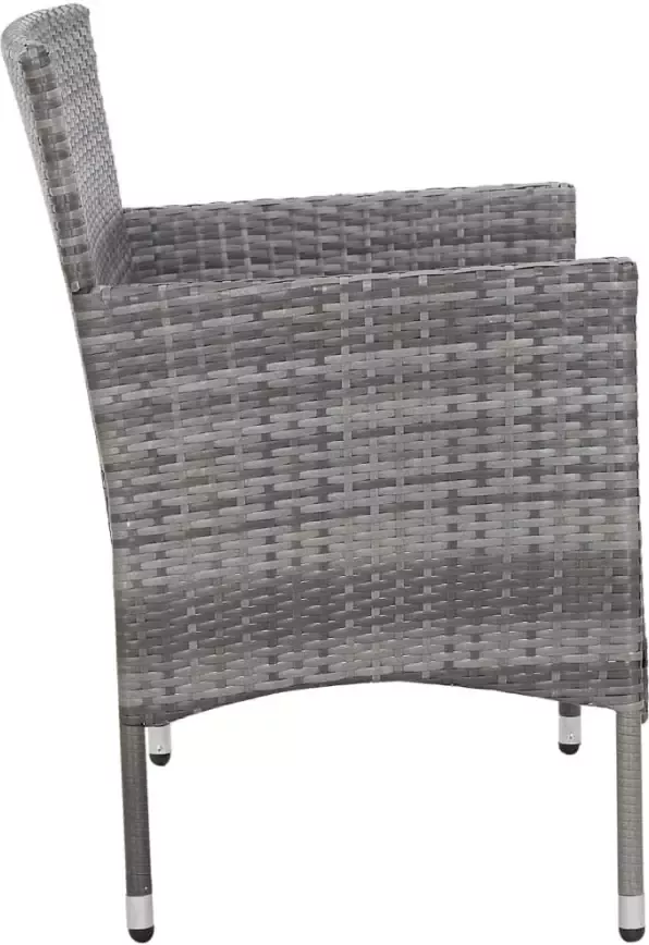 VidaXL 4-delige Loungeset met kussens poly rattan grijs - Foto 3