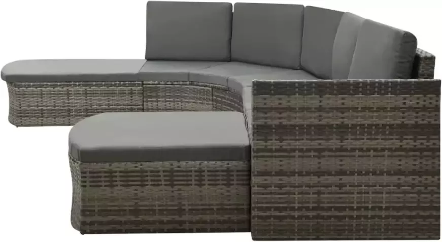 VidaXL 4-delige Loungeset met kussens poly rattan grijs