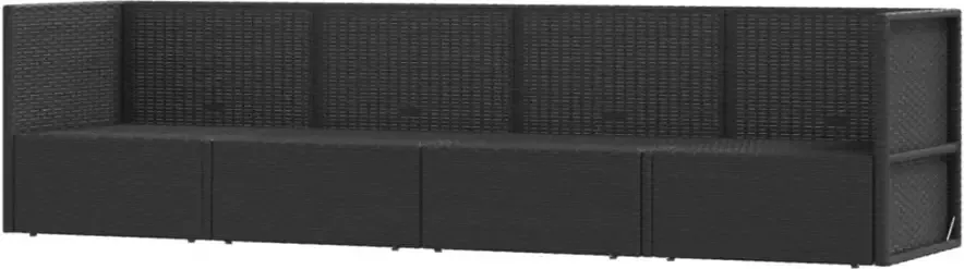 VIDAXL 4-delige Loungeset met kussens poly rattan zwart - Foto 2