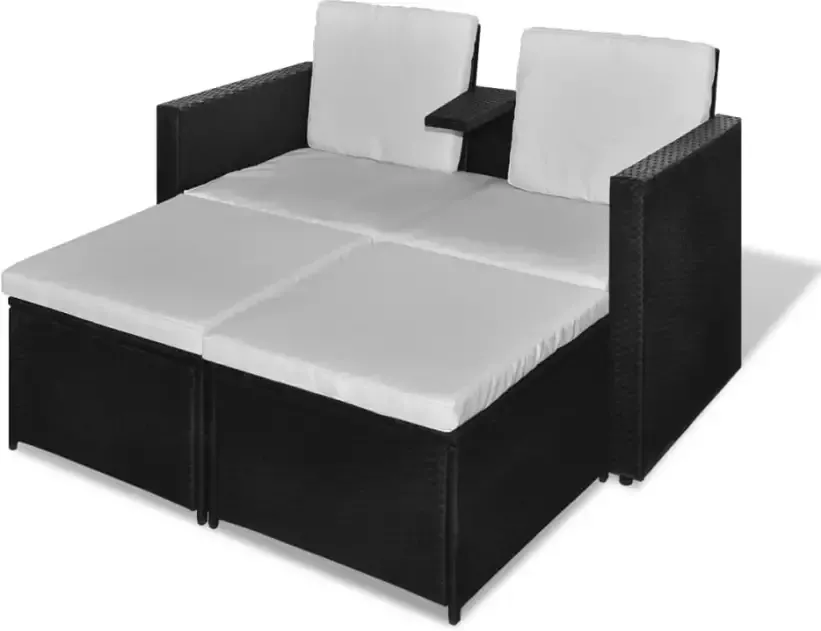 VIDAXL 4-delige Loungeset met kussens poly rattan zwart