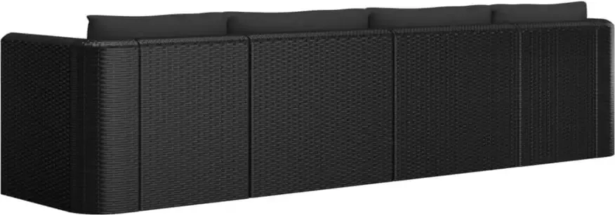 VIDAXL 4-delige Loungeset met kussens poly rattan zwart - Foto 1