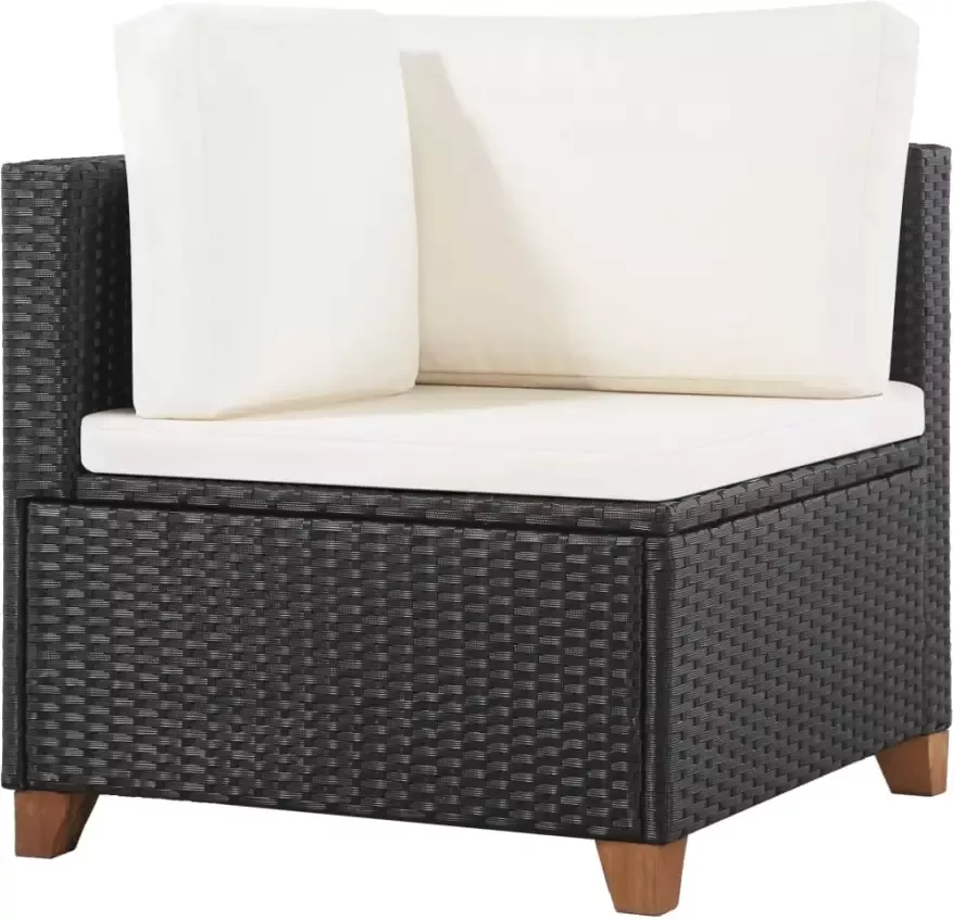 VIDAXL 4-delige Loungeset met kussens poly rattan zwart - Foto 2