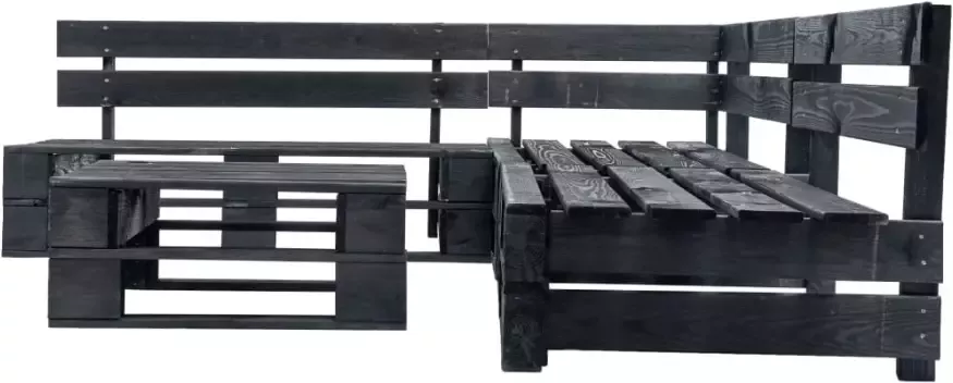 VIDAXL 4-delige Loungeset pallet hout zwart
