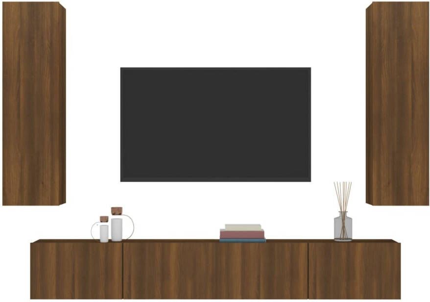 VidaXL -4-delige-Tv-meubelset-bewerkt-hout-bruin-eikenkleur - Foto 4