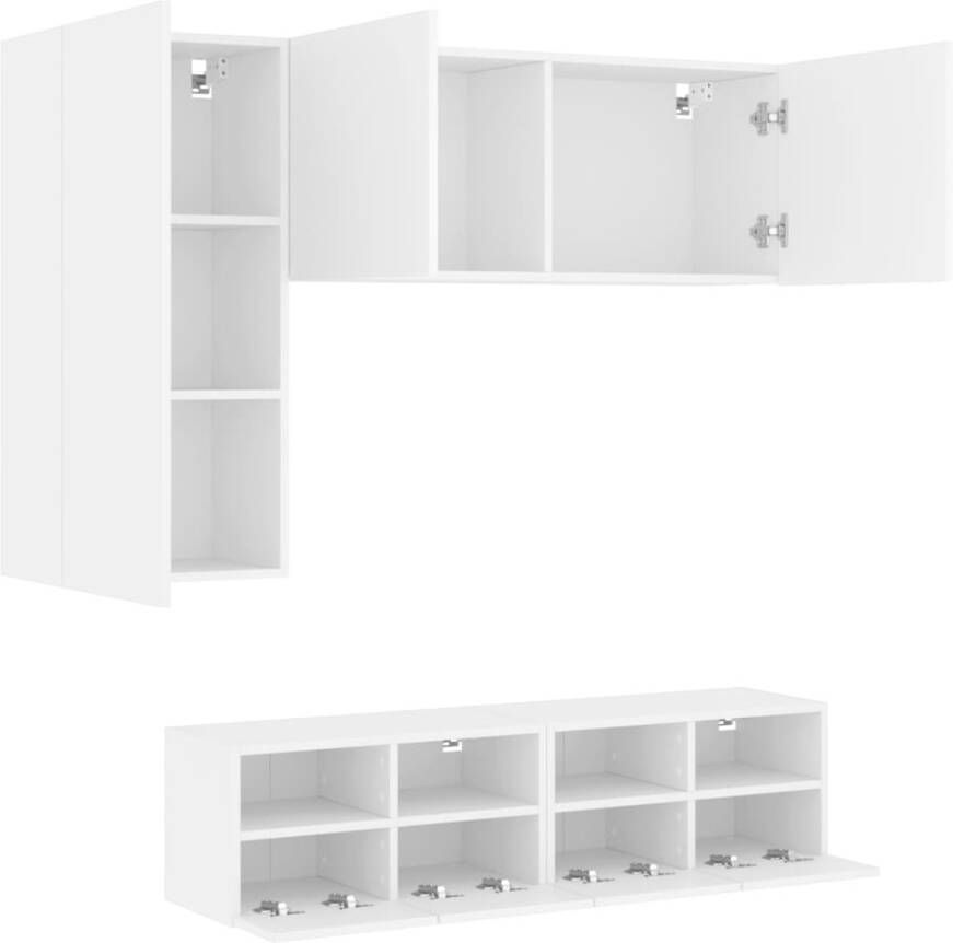 VidaXL -4-delige-Tv-meubelset-bewerkt-hout-wit - Foto 2