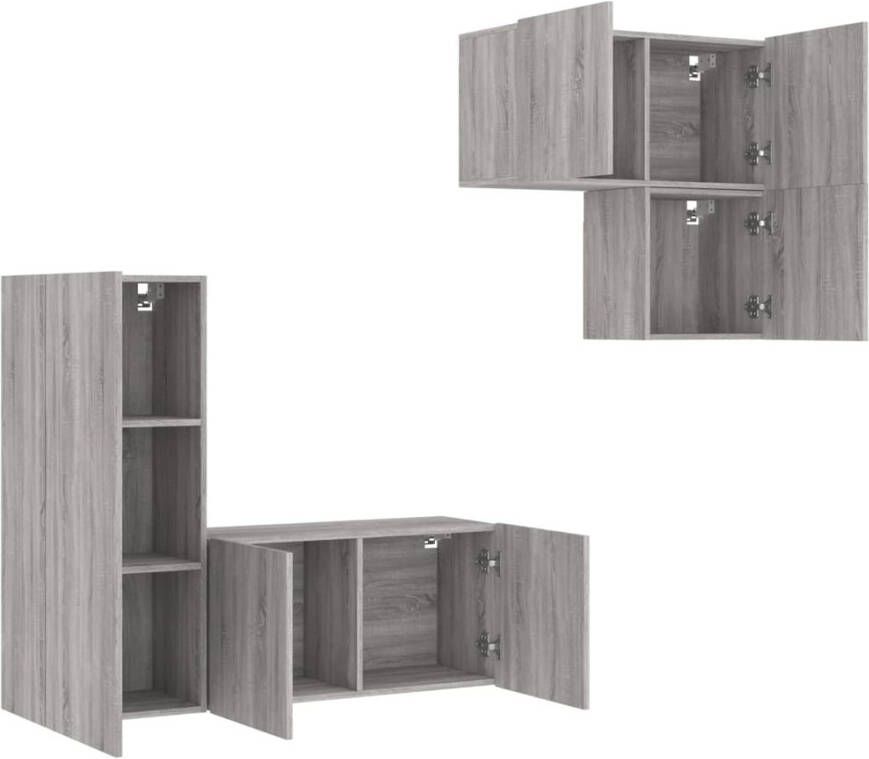 VidaXL -4-delige-Tv-wandmeubelset-bewerkt-hout-grijs-sonoma - Foto 3