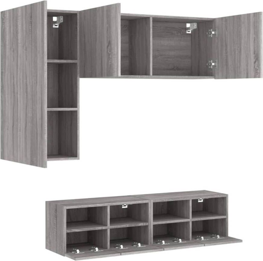 VidaXL -4-delige-Tv-wandmeubelset-bewerkt-hout-grijs-sonoma - Foto 2