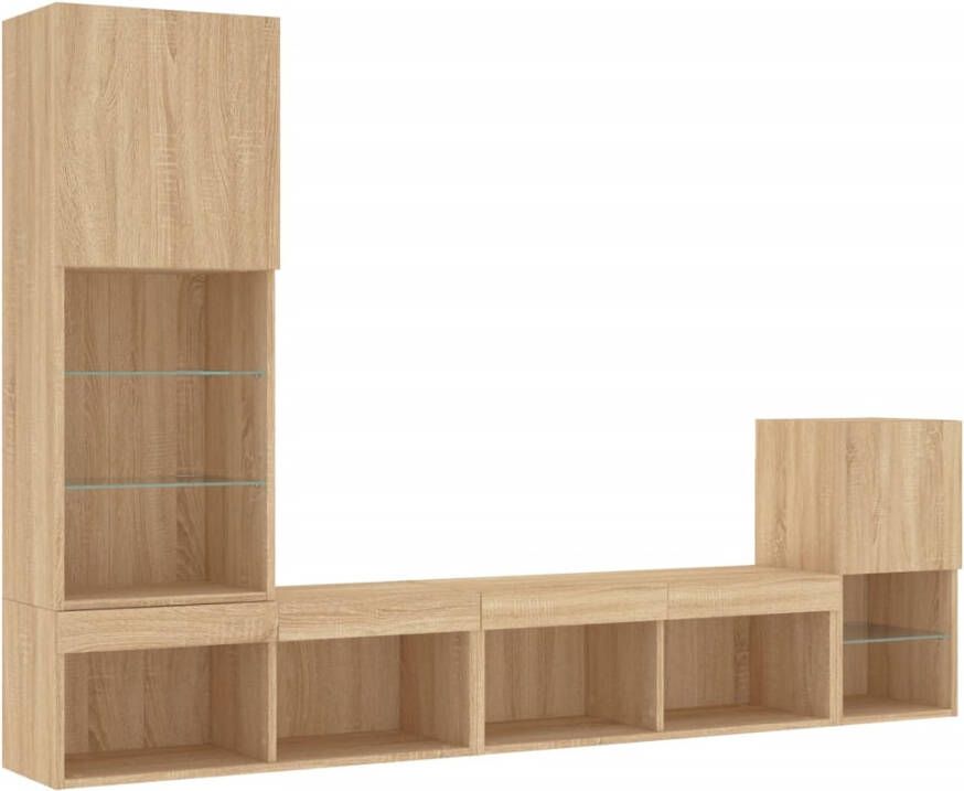VidaXL -4-delige-Tv-wandmeubelset-met-LED-bewerkt-hout-sonoma-eiken - Foto 3