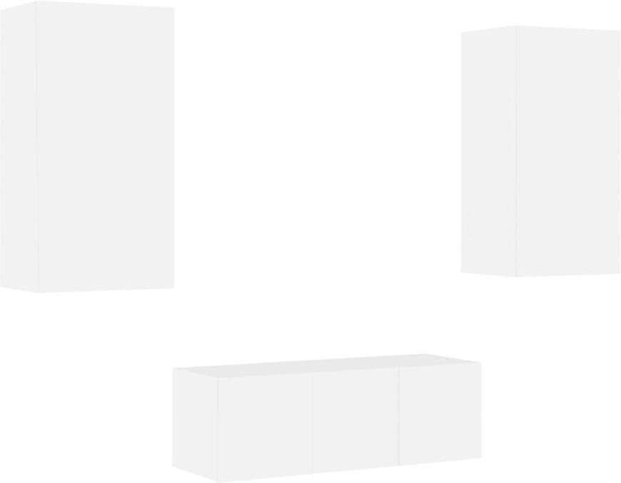 VidaXL -4-delige-Tv-wandmeubelset-met-LED-verlichting-bewerkt-hout-wit - Foto 3