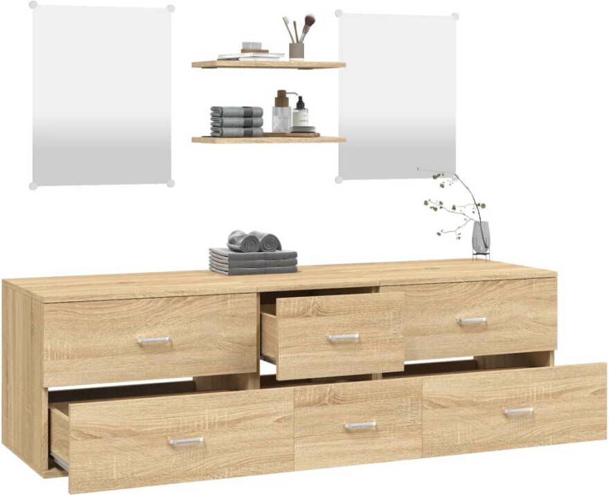 VIDAXL 5-delige Badkamermeubelset bewerkt hout eikenkleurig - Foto 2