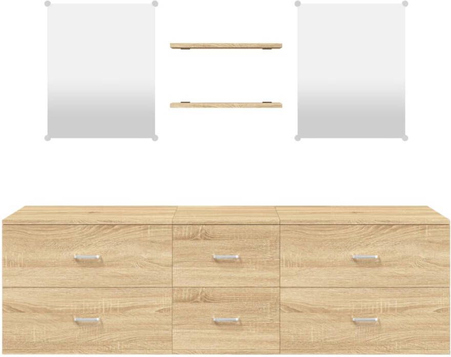 VIDAXL 5-delige Badkamermeubelset bewerkt hout eikenkleurig - Foto 3