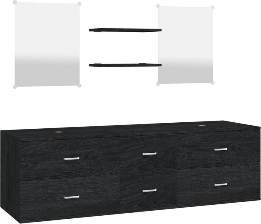 VIDAXL 5-delige Badkamermeubelset bewerkt hout zwart