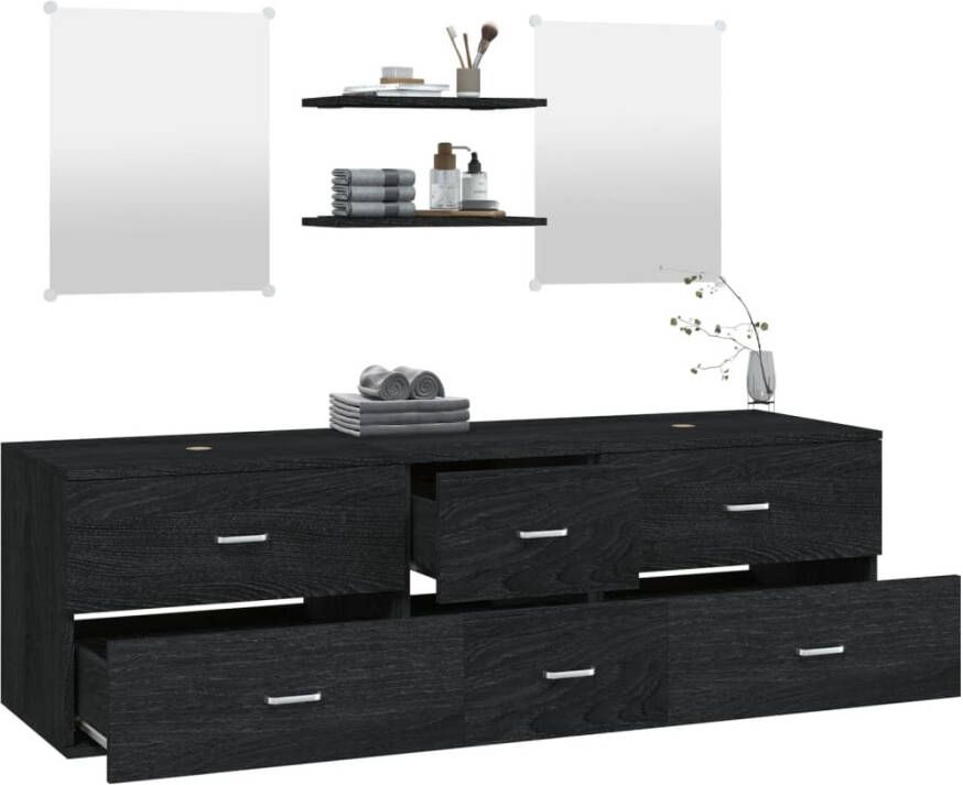 VIDAXL 5-delige Badkamermeubelset bewerkt hout zwart - Foto 2