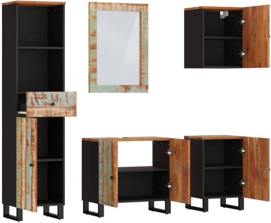 VIDAXL 5-delige Badkamermeubelset massief gerecycled hout - Foto 3