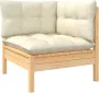VIDAXL 5-delige Loungeset met crèmekleurige kussens massief grenenhout - Thumbnail 3