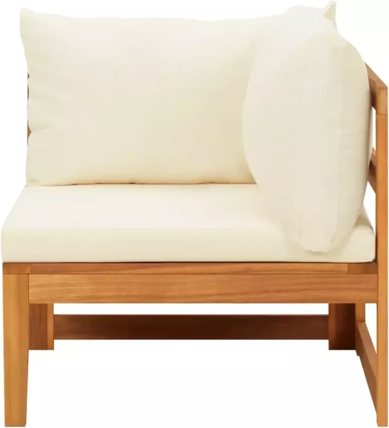 VIDAXL 5-delige Loungeset met crèmewitte kussens acaciahout - Foto 2