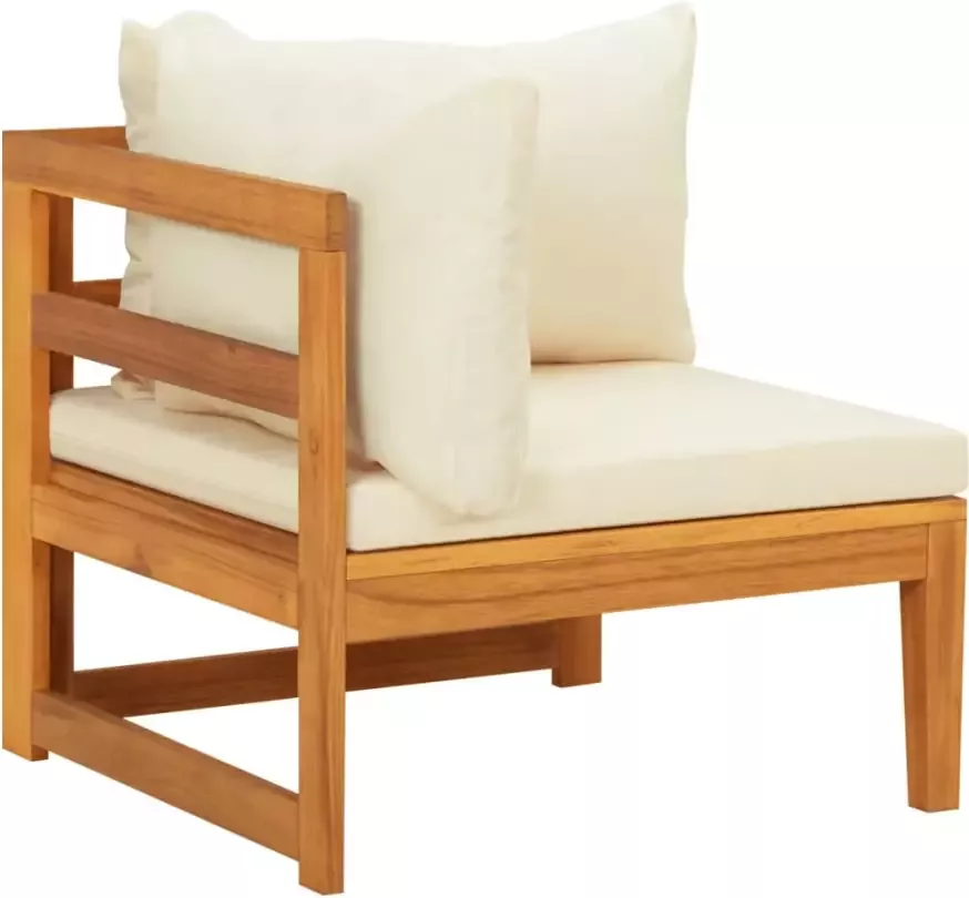 VIDAXL 5-delige Loungeset met crèmewitte kussens acaciahout