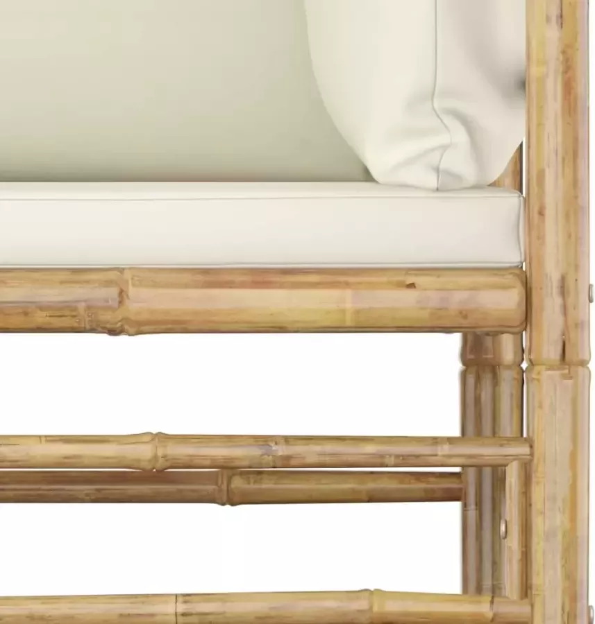 VidaXL 5-delige Loungeset met crèmewitte kussens bamboe