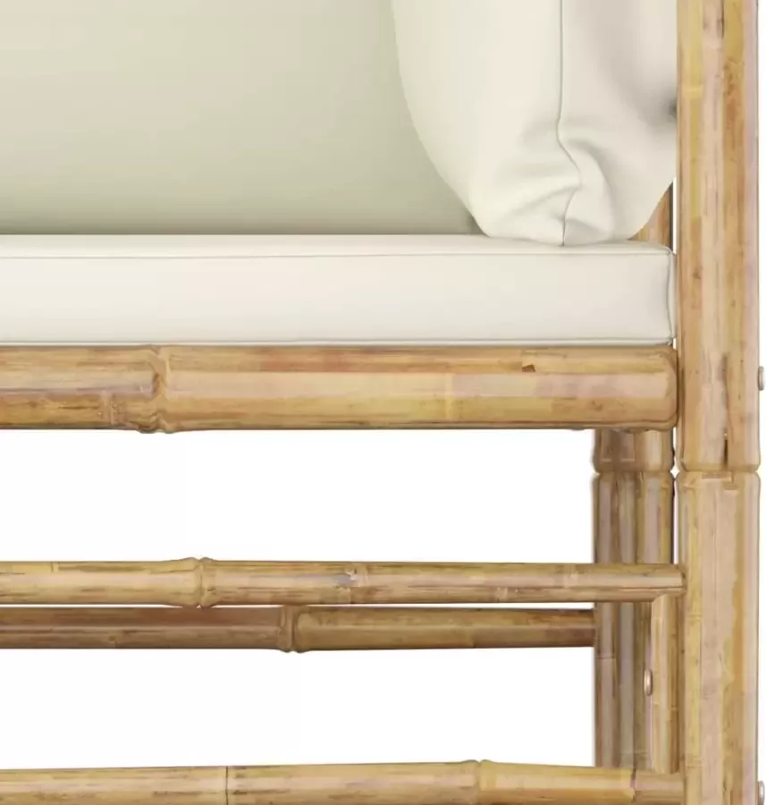 VidaXL 5-delige Loungeset met crèmewitte kussens bamboe