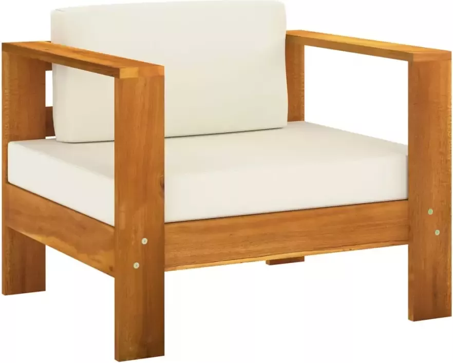 VIDAXL 5-delige Loungeset met crèmewitte kussens massief hout