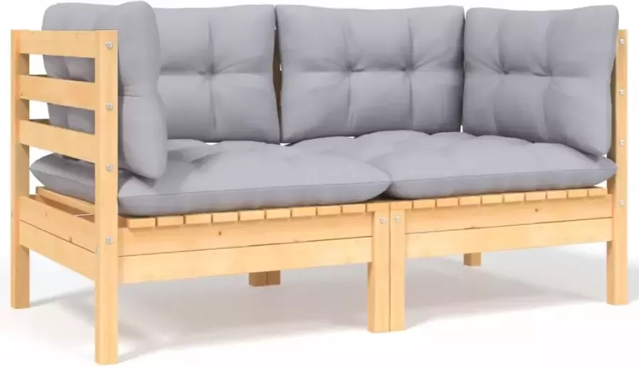 VIDAXL 5-delige Loungeset met grijze kussens massief grenenhout