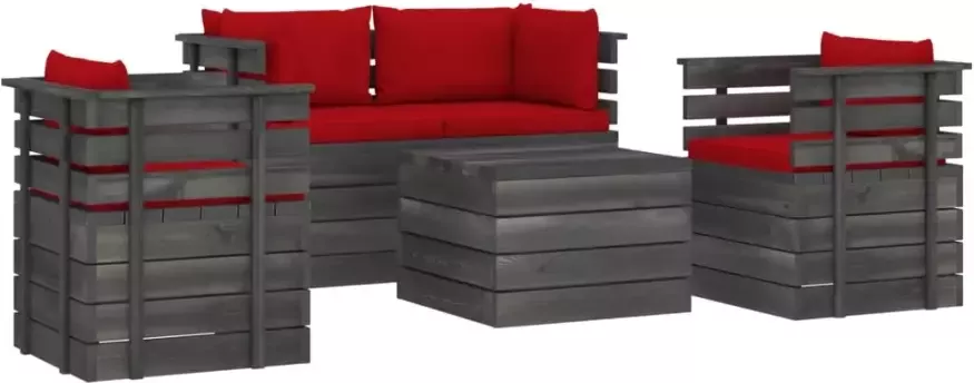 VIDAXL 5-delige Loungeset met kussens pallet massief grenenhout - Foto 2