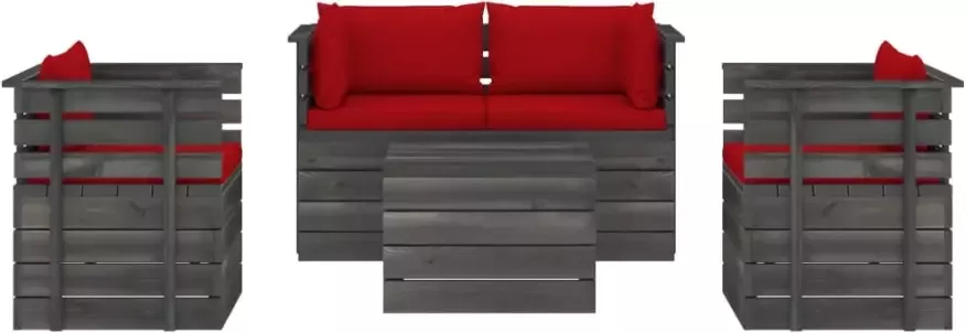 VIDAXL 5-delige Loungeset met kussens pallet massief grenenhout - Foto 3