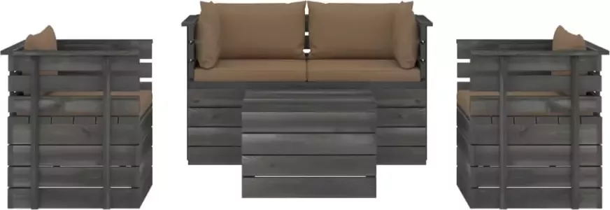 VIDAXL 5-delige Loungeset met kussens pallet massief grenenhout - Foto 3