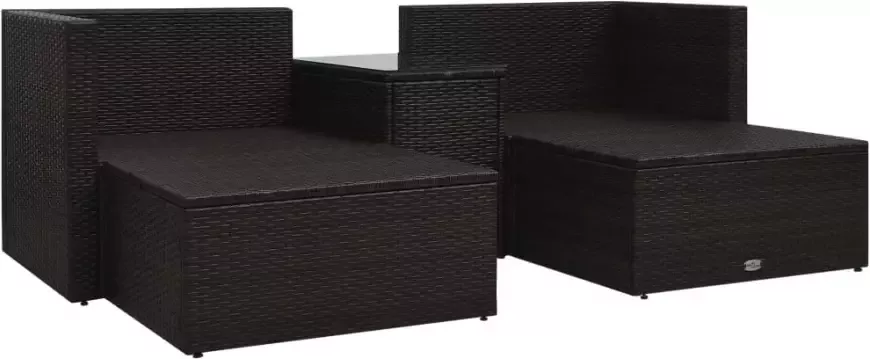 VidaXL 5-delige Loungeset met kussens poly rattan bruin - Foto 3