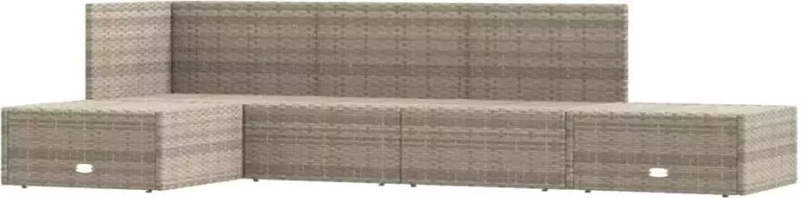 VIDAXL 5-delige Loungeset met kussens poly rattan grijs - Foto 3