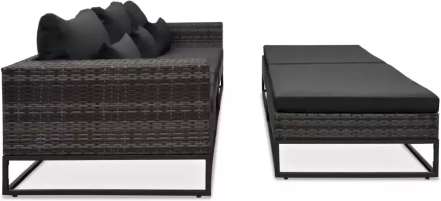 VidaXL 5-delige Loungeset met kussens poly rattan grijs
