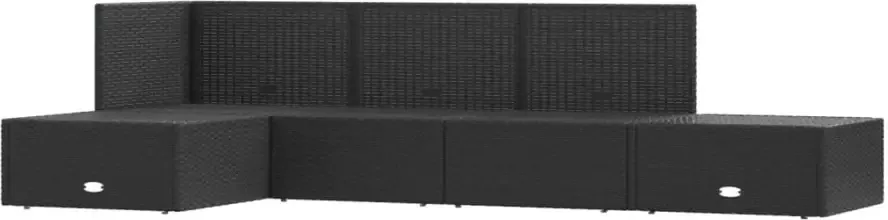 VIDAXL 5-delige Loungeset met kussens poly rattan zwart - Foto 2