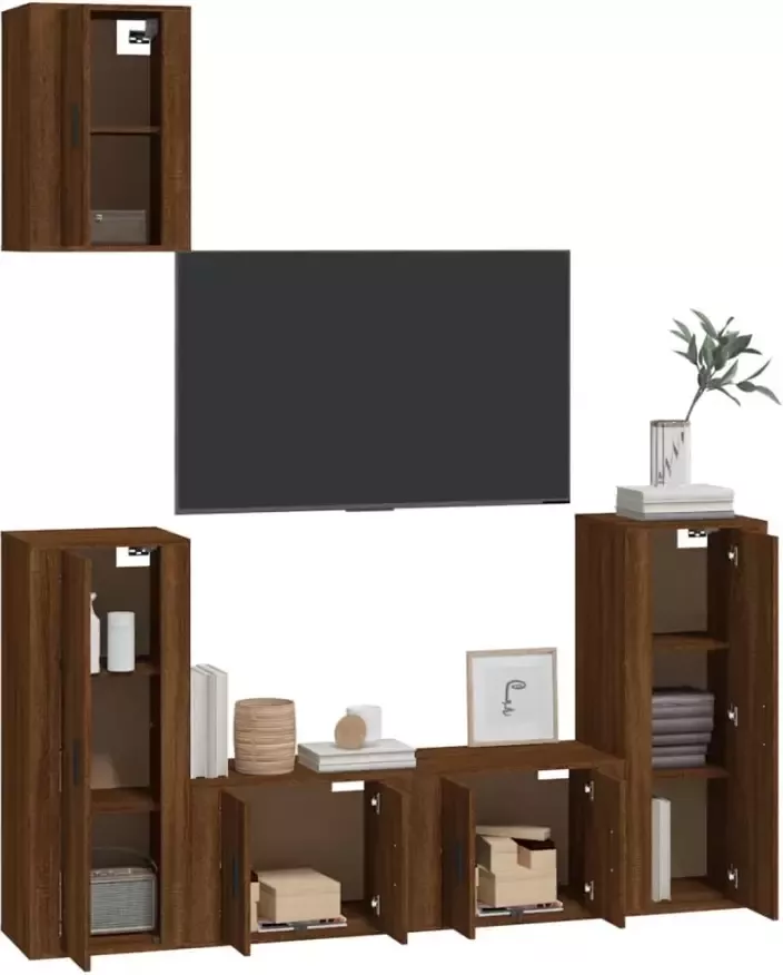 VidaXL -5-delige-Tv-meubelset-bewerkt-hout-bruineikenkleurig - Foto 4