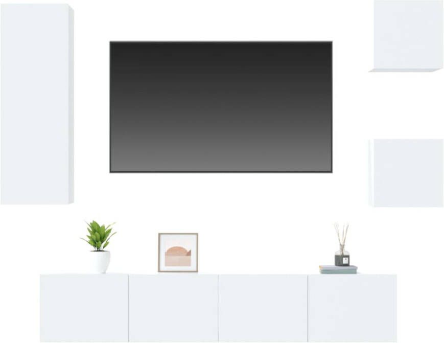 VidaXL -5-delige-Tv-meubelset-bewerkt-hout-hoogglans-wit - Foto 4